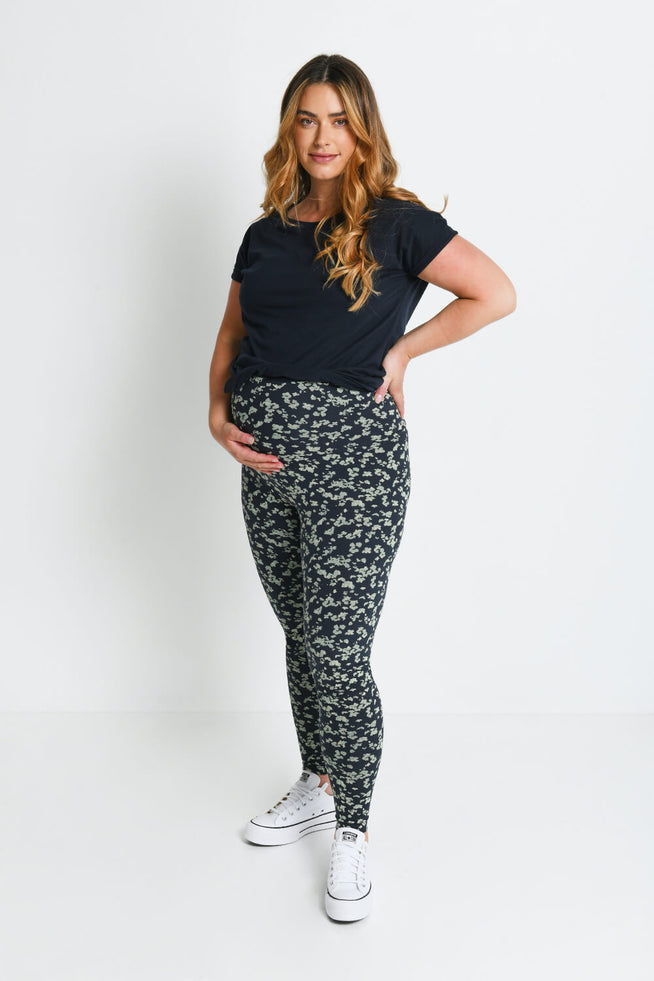 Everyday Umstandsleggings - Navy/Green Floral