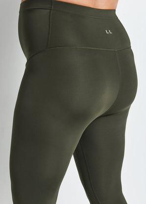 Focus Cropped Umstandsleggings Sport - Olive Green