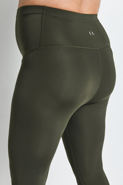 Focus Cropped Umstandsleggings Sport - Olive Green