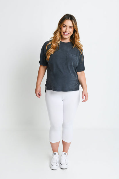 Everyday Cropped Umstandsleggings - White