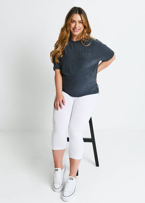 Everyday Cropped Umstandsleggings - White