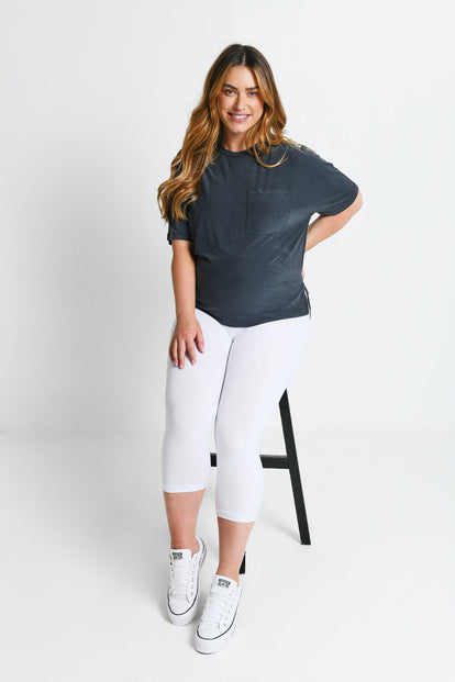 Everyday Cropped Umstandsleggings - White