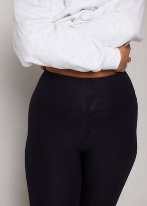 Gerippte Leggings Curvy - Black