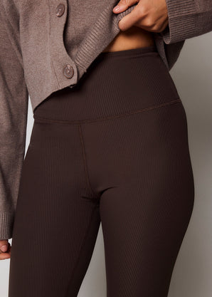 Gerippte Leggings - Espresso Brown