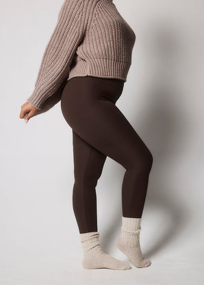 Gerippte Leggings Curvy - Espresso Brown