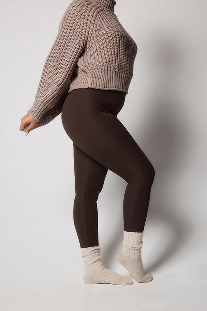 Gerippte Leggings Curvy - Espresso Brown