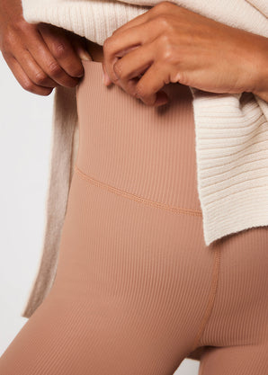 Gerippte Leggings - Cappuccino