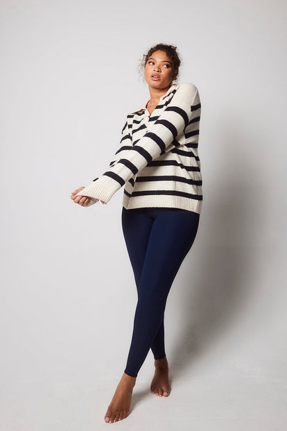 Gerippte Leggings Curvy - Navy