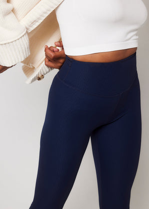 Gerippte Leggings - Navy