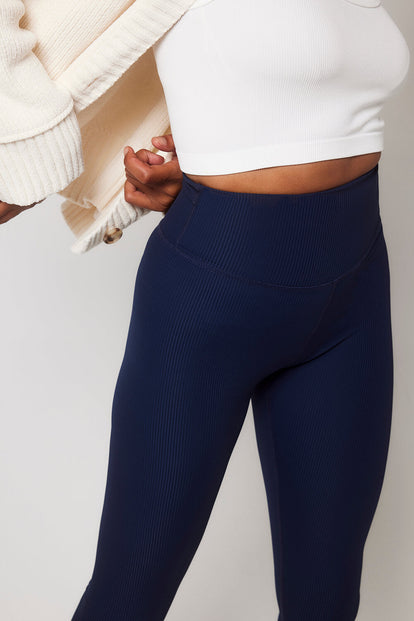 Gerippte Leggings - Navy