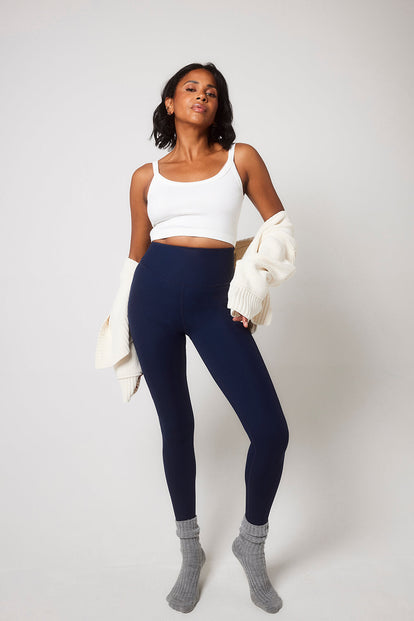 Gerippte Leggings - Navy