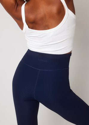 Gerippte Leggings - Navy