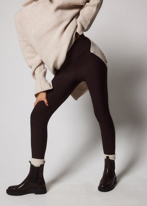 Everyday Winter High Waisted Leggings - Espresso Brown