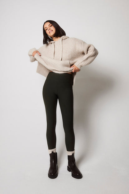 Everyday Winter High Waisted Leggings - Deep Olive