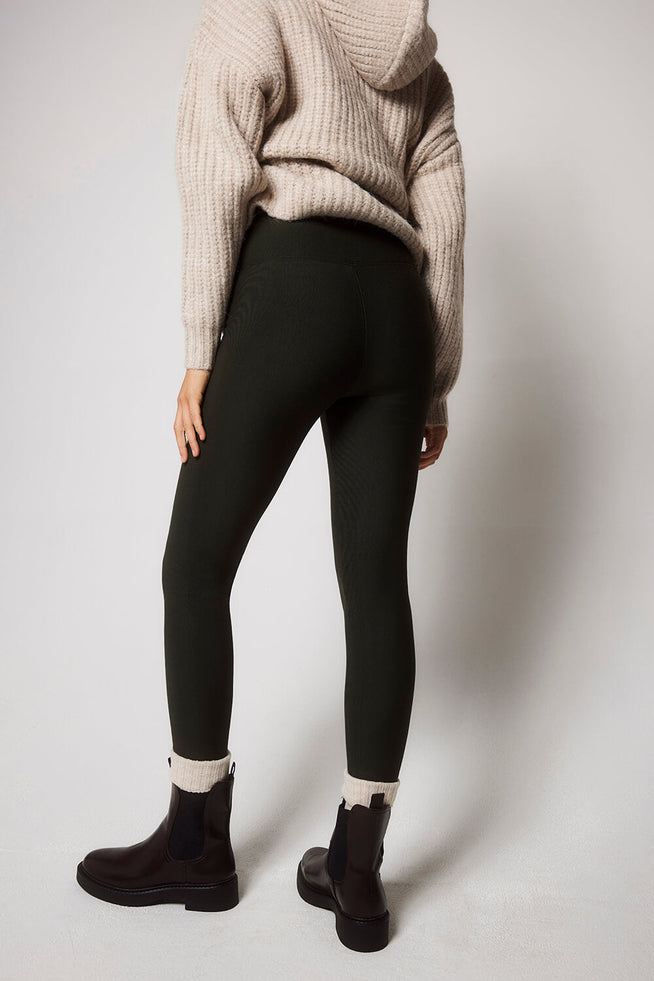 Everyday Winter High Waisted Leggings - Deep Olive