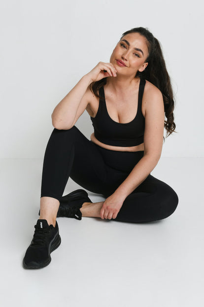 Energise  7/8 High Waisted Gym Leggings - Midnight Black