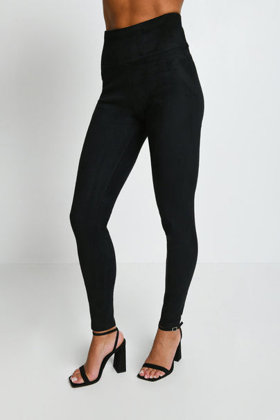 Leggings In Wildlederoptik - Black