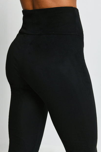 Leggings In Wildlederoptik - Black