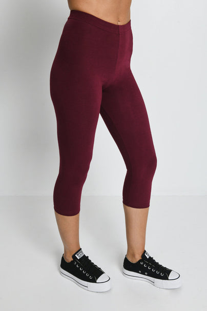 Everyday Cropped Leggings - Burgundy