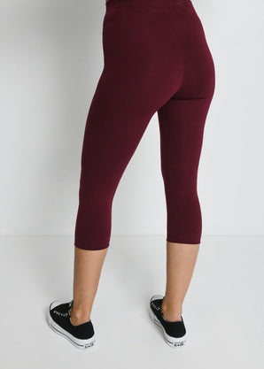 Everyday Cropped Leggings - Burgundy