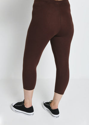 Everyday Cropped Leggings - Chocolate Brown