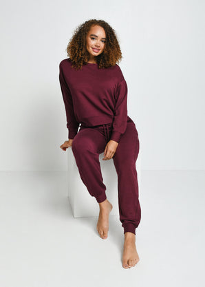 Luxus Lounge Jogginghose - Dark Cherry