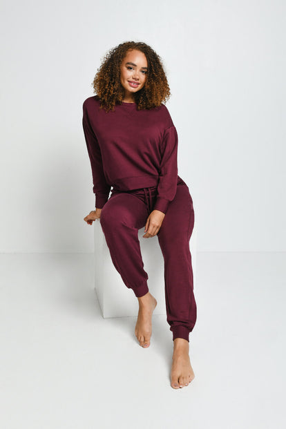 Luxus Lounge Jogginghose - Dark Cherry