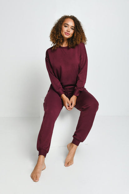 Luxus Lounge Sweatshirt - Dunkelkirschfarbenes