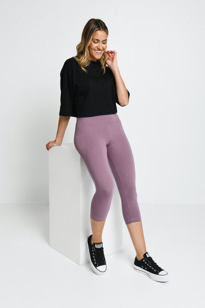 Alltägliche Cropped Leggings - Elderberry-Lila