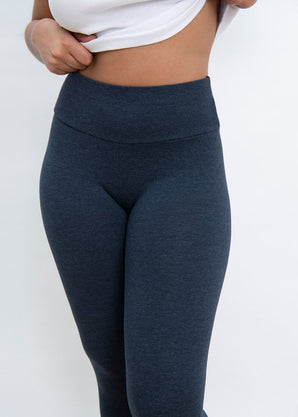 Alltägliche High-Waisted Leggings - Infinity-Blau-Melange