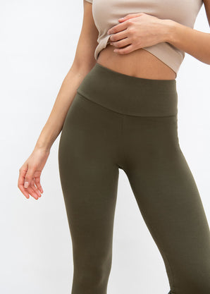 Everyday High Waisted Leggings - Khaki Green