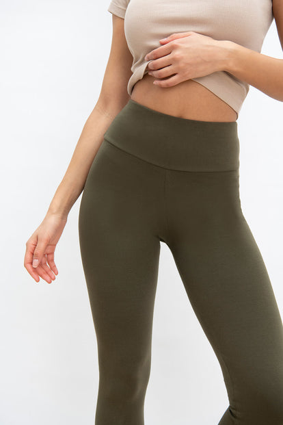 Everyday High Waisted Leggings - Khaki Green