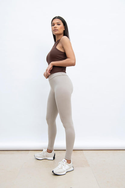 Everyday High Waisted Leggings - Oatmeal Beige