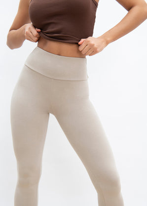 Everyday High Waisted Leggings - Oatmeal Beige