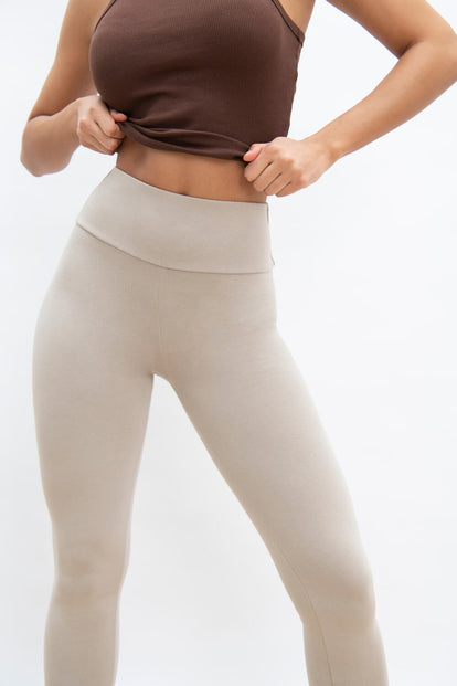 Everyday High Waisted Leggings - Oatmeal Beige