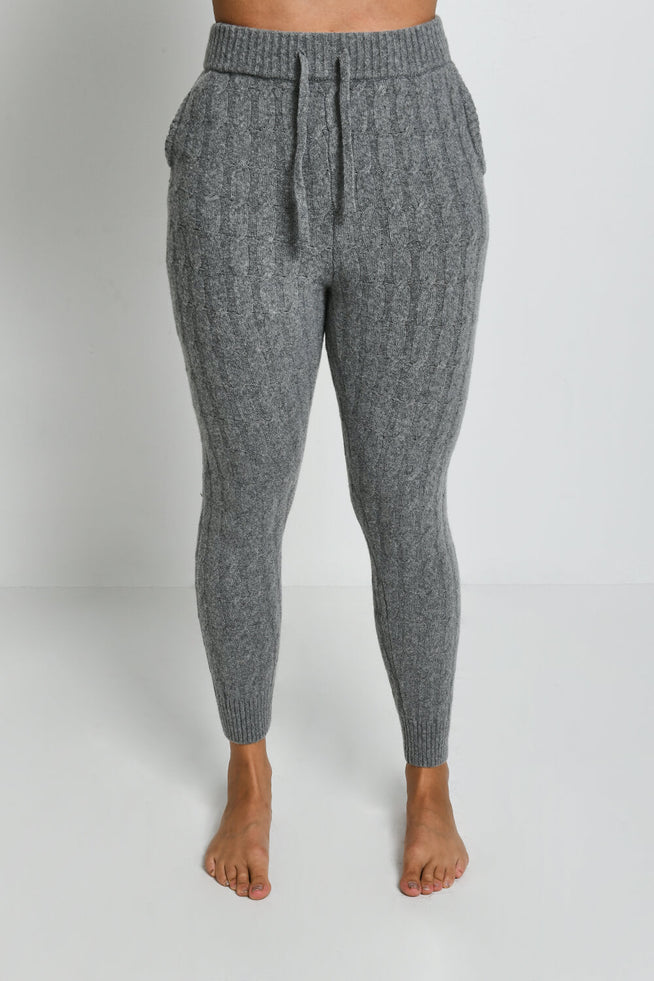 Jogginghose Mit Zopfstrickmuster - Grey