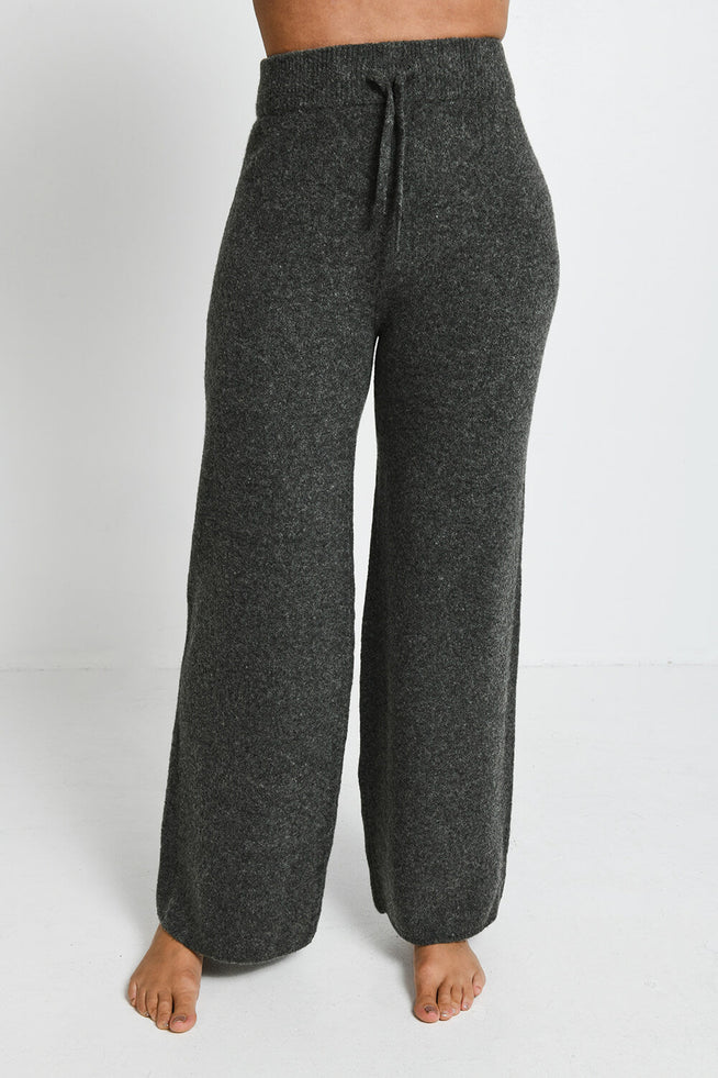 Lounge Strickhose Mit Weitem Bein - Grey