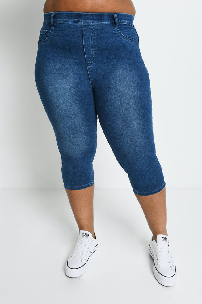 Cropped Jeggings Curvy - Mid Blue