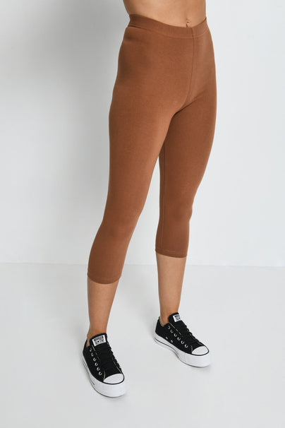 Everyday Cropped Leggings - Mocha Brown