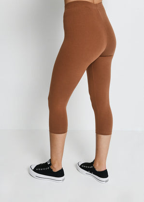 Everyday Cropped Leggings - Mocha Brown