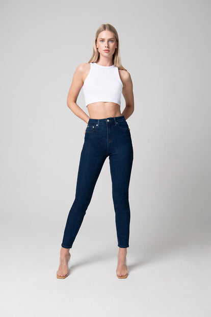 Slim-Fit Mom Jeans - Dark Blue