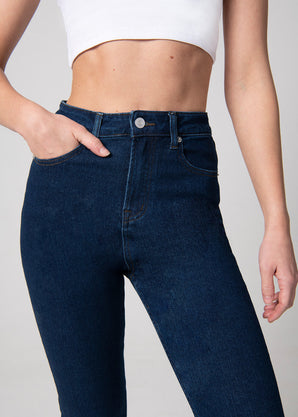 Slim-Fit Mom Jeans - Dark Blue