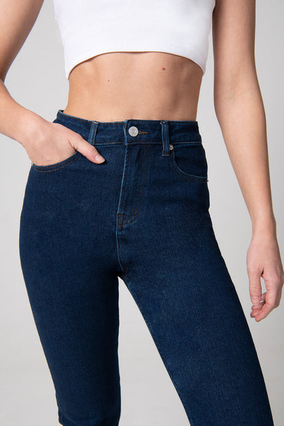 Slim-Fit Mom Jeans - Dark Blue