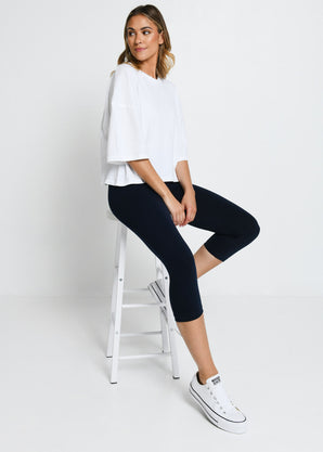 Everyday Cropped Leggings - Navy Blue