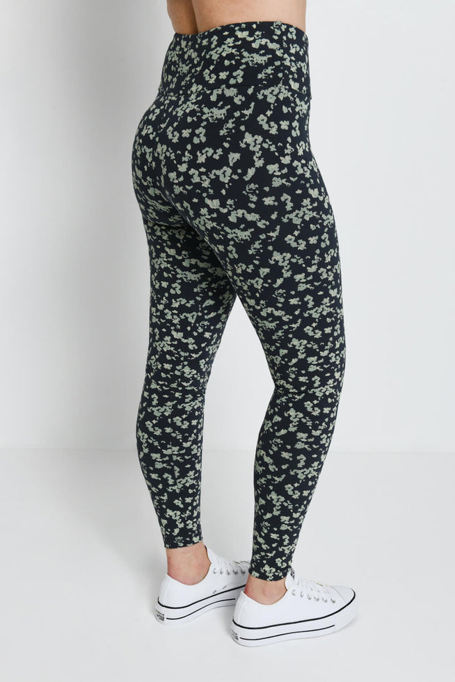 Everyday High Waisted Leggings - Navy/Green Floral