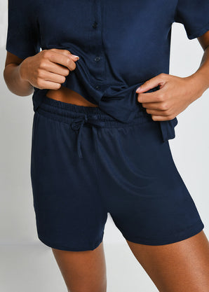 Soft Touch Pyjama-Set Mit Knöpfen - Navy