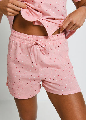 100% Baumwoll-Pyjama Set Mit Knöpfen - Pink Dot