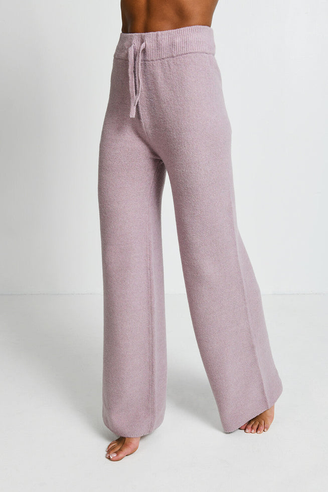 Lounge Strickhose Mit Weitem Bein - Pink