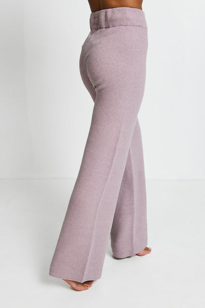 Lounge Strickhose Mit Weitem Bein - Pink