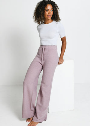 Lounge Strickhose Mit Weitem Bein - Pink